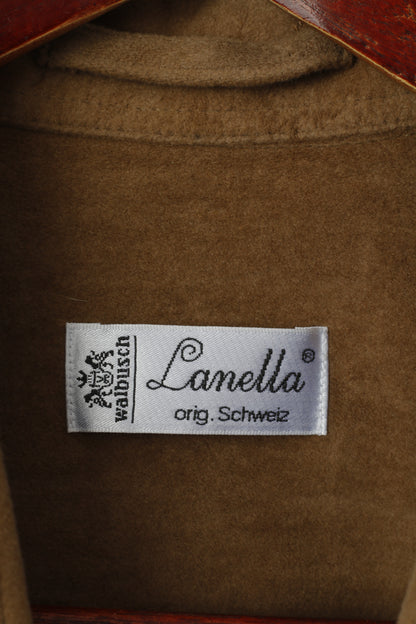 Walbusch Lanella Hommes 52 L Pull Marron à Carreaux Col en Coton Rétro Classique Chemisier Haut