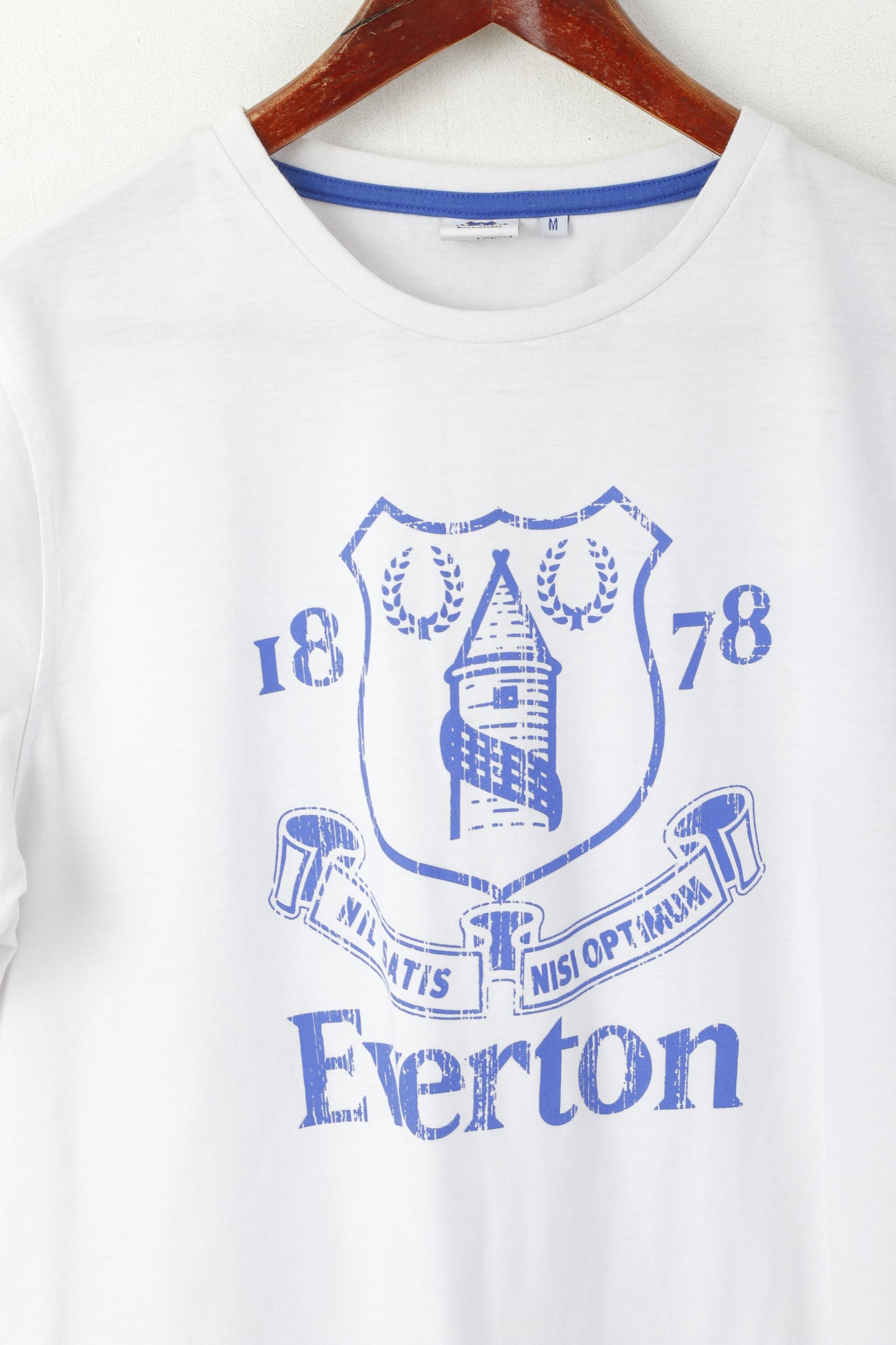 Everton Men M T- Shirt White Cotton Football Club Logo Sportswear Top