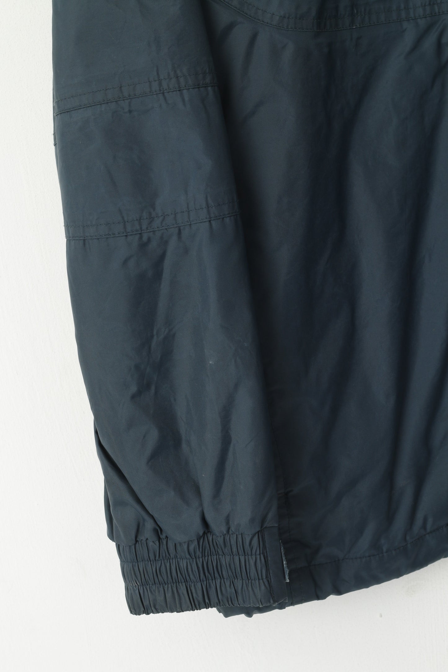Schott NYC Veste pour homme en nylon bleu marine avec col réfléchissant et fermeture éclair à capuche cachée
