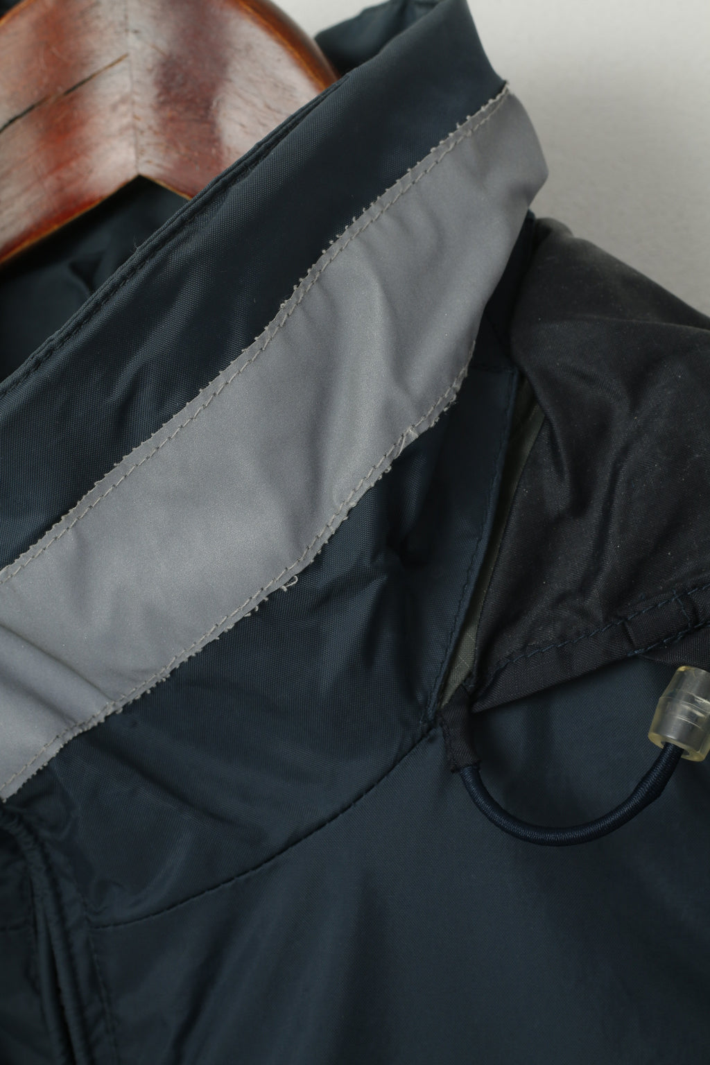 Giacca da uomo Schott NYC, collo riflettente in nylon blu mare, cappuccio nascosto con cerniera