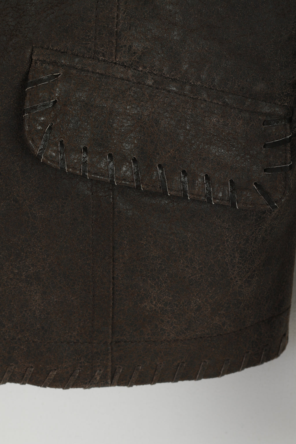 Giacca classica da donna Intown 42 Blazer in pelle marrone con due tasche con bottoni