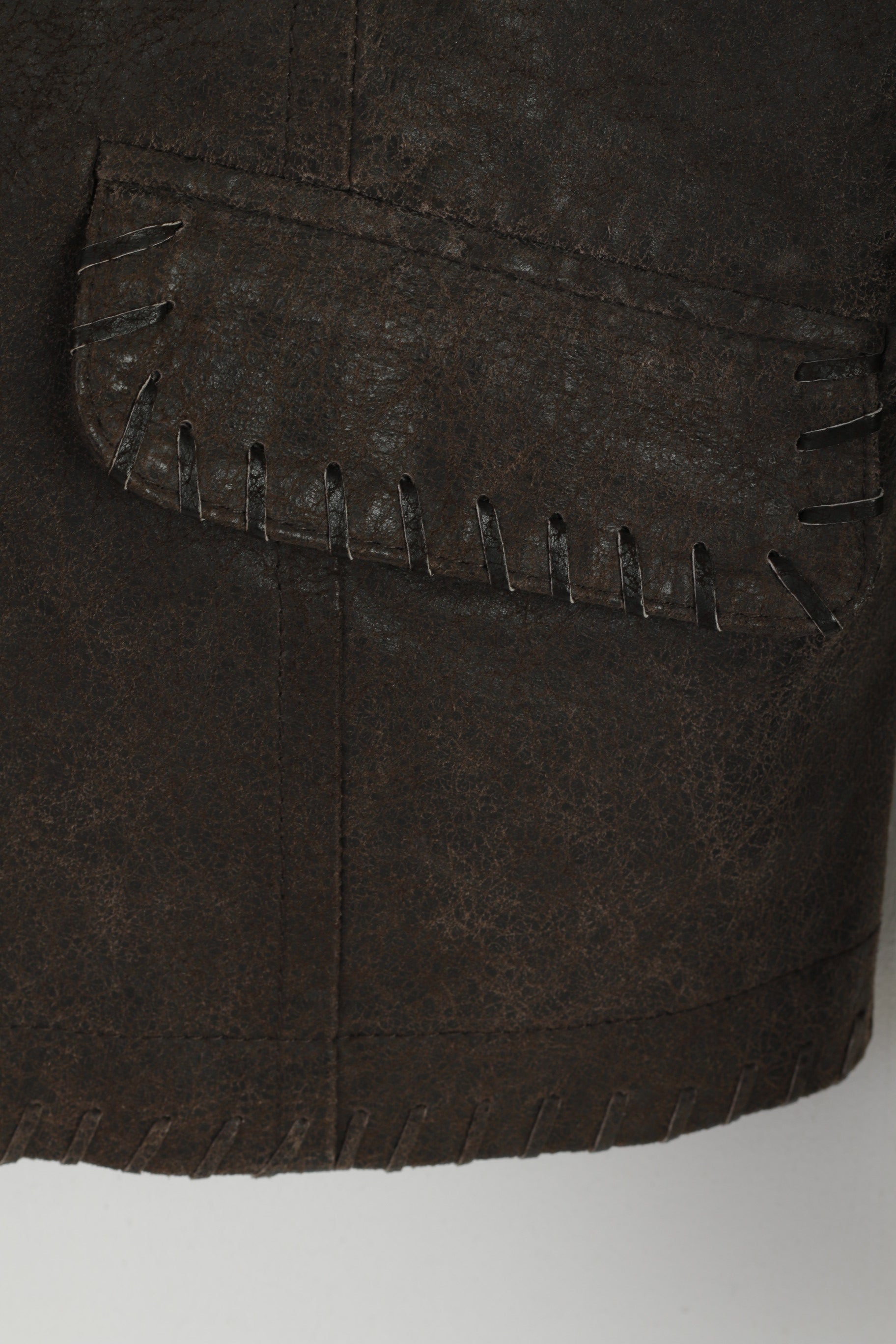 Giacca classica da donna Intown 42 Blazer in pelle marrone con due tasche con bottoni