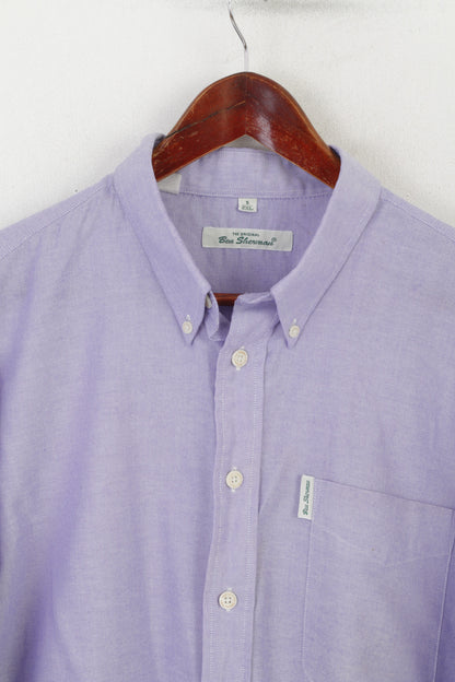 Ben Sherman Men XXL Casual Shirt Purple Cotton Detailed Buttons Long Sleeve Top