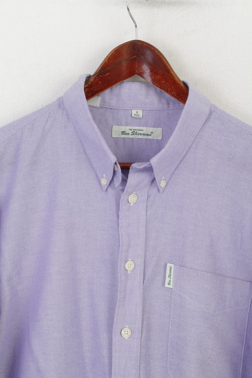 Ben Sherman Hommes XXL Chemise décontractée Violet Coton Boutons détaillés Haut à manches longues