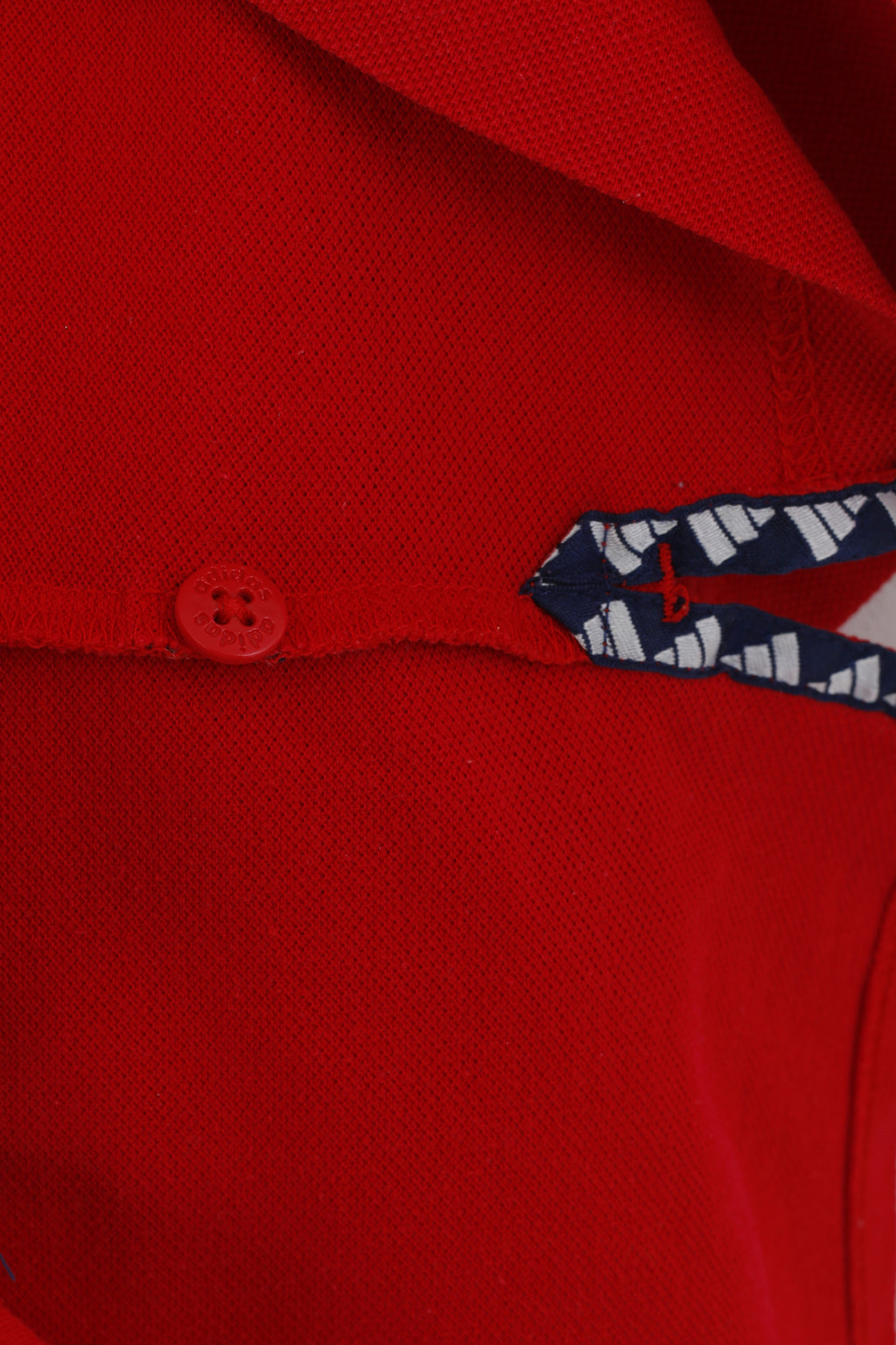 Adidas Homme L Polo Rouge 100% Coton Vintage Boutons Détaillés Haut Uni