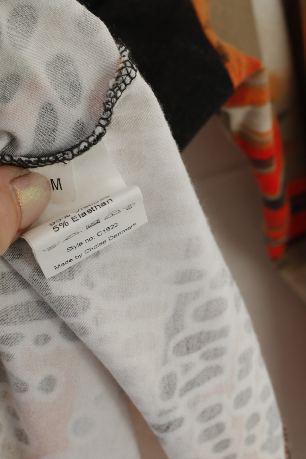 Camicia da donna M Choise Tunica girocollo in viscosa elasticizzata arancione nera