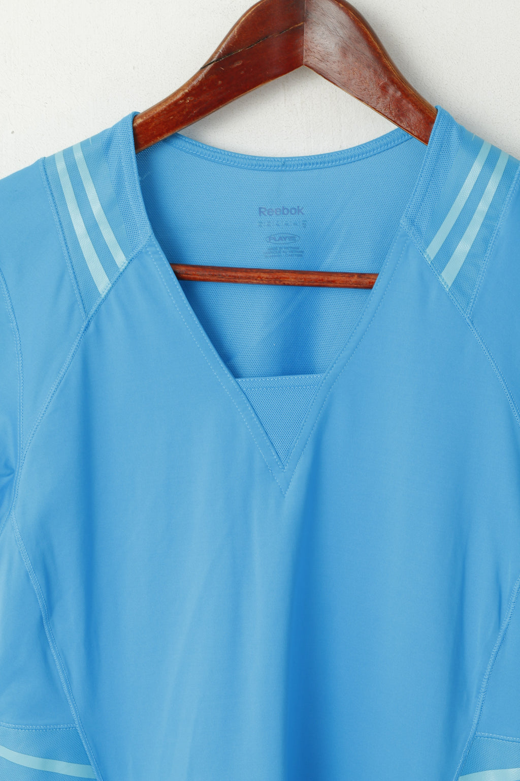 Maglia Reebok Donna XL (M) Blu Play Easytone V Neck Sport Training Fitness Top