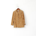 John Lewis Femmes 16 L Veste Vintage Camel Daim Manteau En Cuir Simple Boutonnage