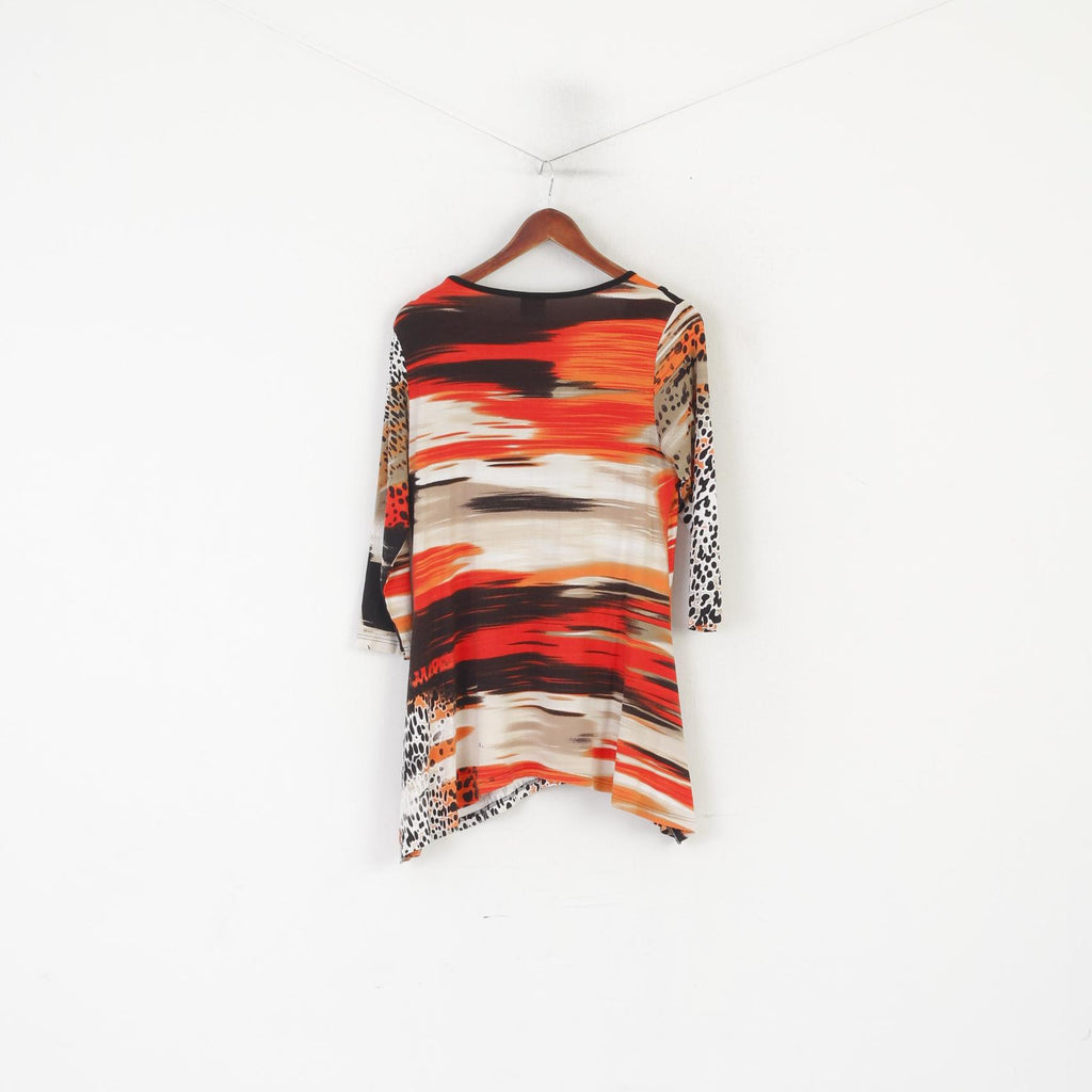 Camicia da donna M Choise Tunica girocollo in viscosa elasticizzata arancione nera