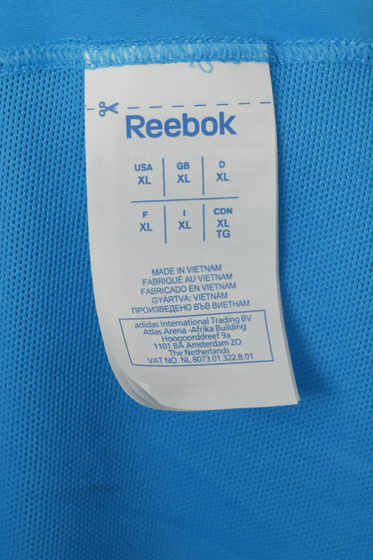 Reebok Women XL (M) Shirt Blue Play Easytone V Neck Sport Training Fitness Top