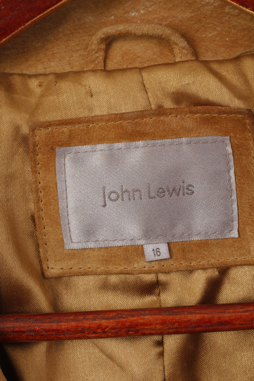 Giacca John Lewis da donna 16 L Cappotto vintage in pelle scamosciata monopetto in pelle scamosciata color cammello