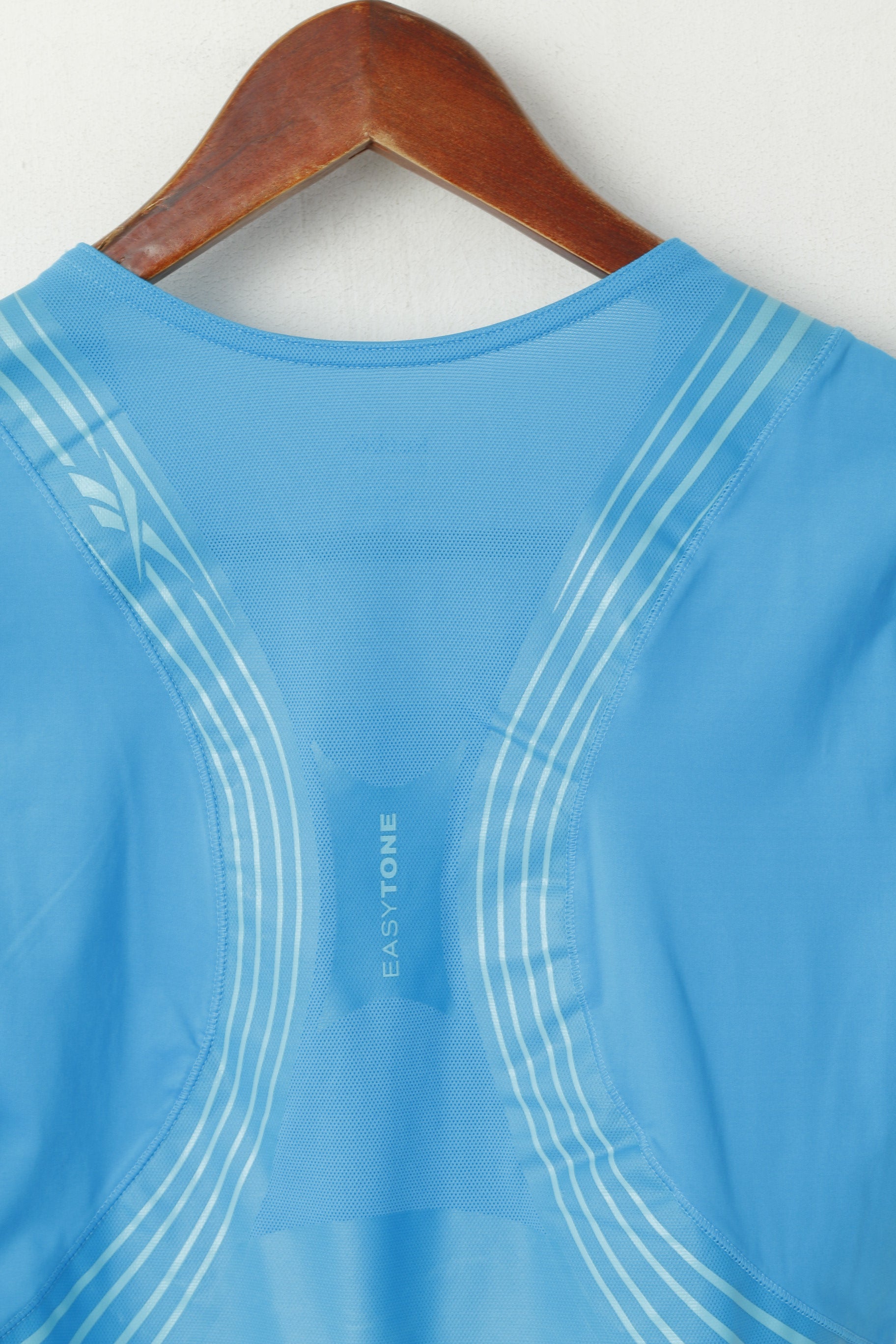 Maglia Reebok Donna XL (M) Blu Play Easytone V Neck Sport Training Fitness Top