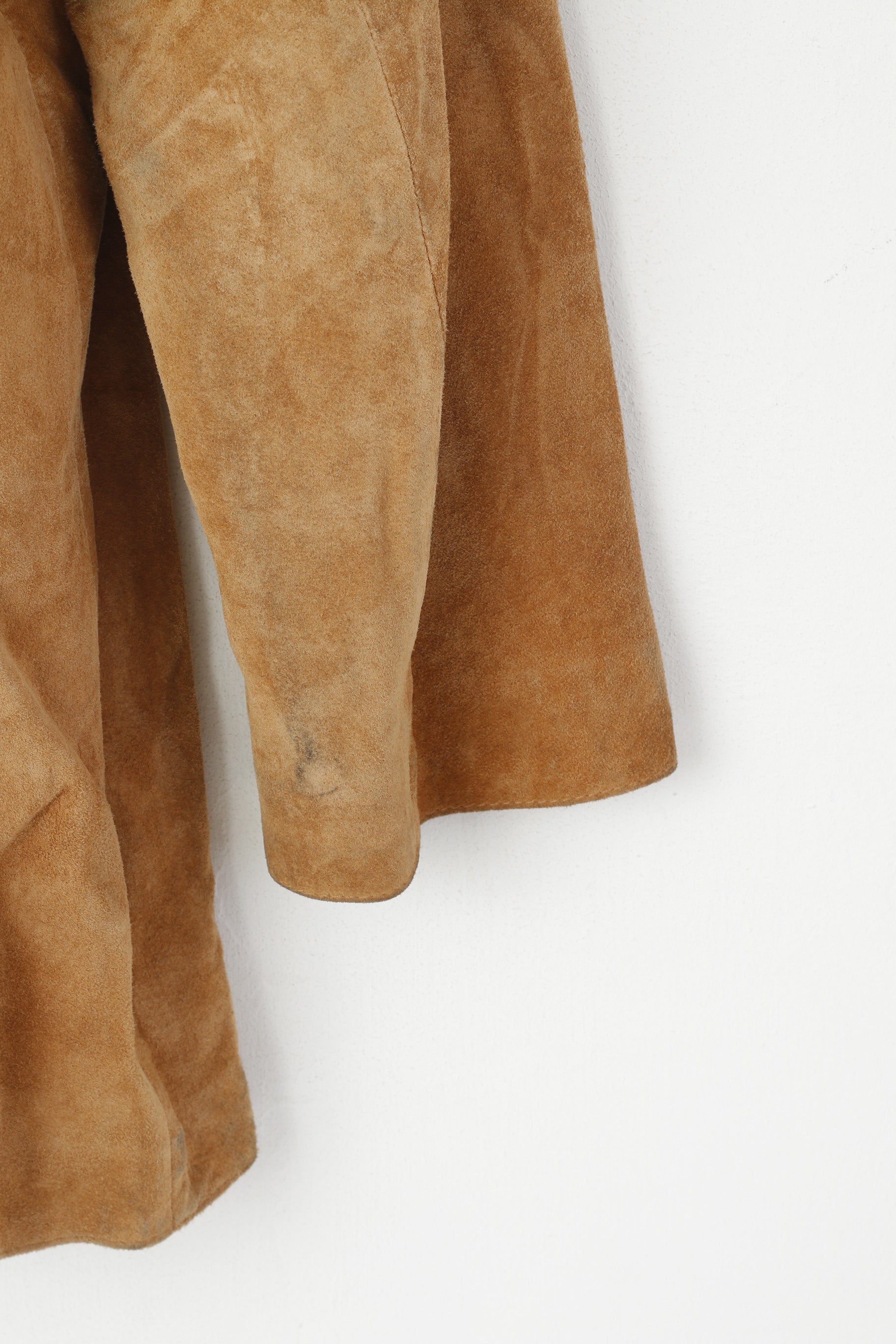 Giacca John Lewis da donna 16 L Cappotto vintage in pelle scamosciata monopetto in pelle scamosciata color cammello