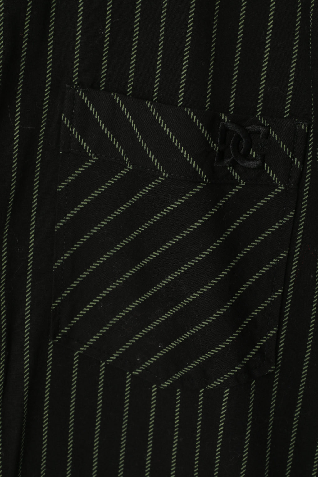 Camicia casual da uomo DC L. Top a maniche lunghe elasticizzato in cotone a righe nere e verdi