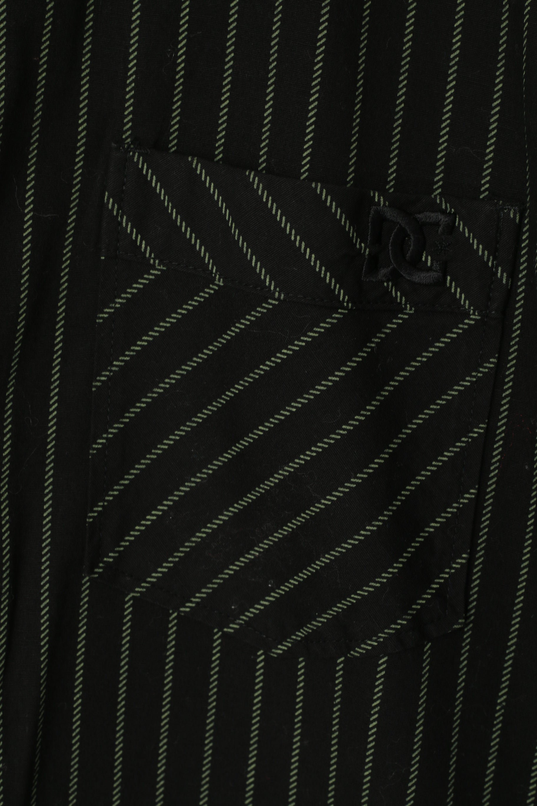 Camicia casual da uomo DC L. Top a maniche lunghe elasticizzato in cotone a righe nere e verdi