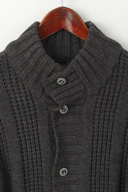 Cardigan da uomo nero sovietico M Cardigan marrone acrilico lavorato a maglia classico maglione militare
