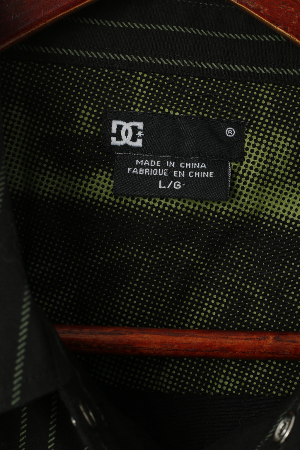 Camicia casual da uomo DC L. Top a maniche lunghe elasticizzato in cotone a righe nere e verdi