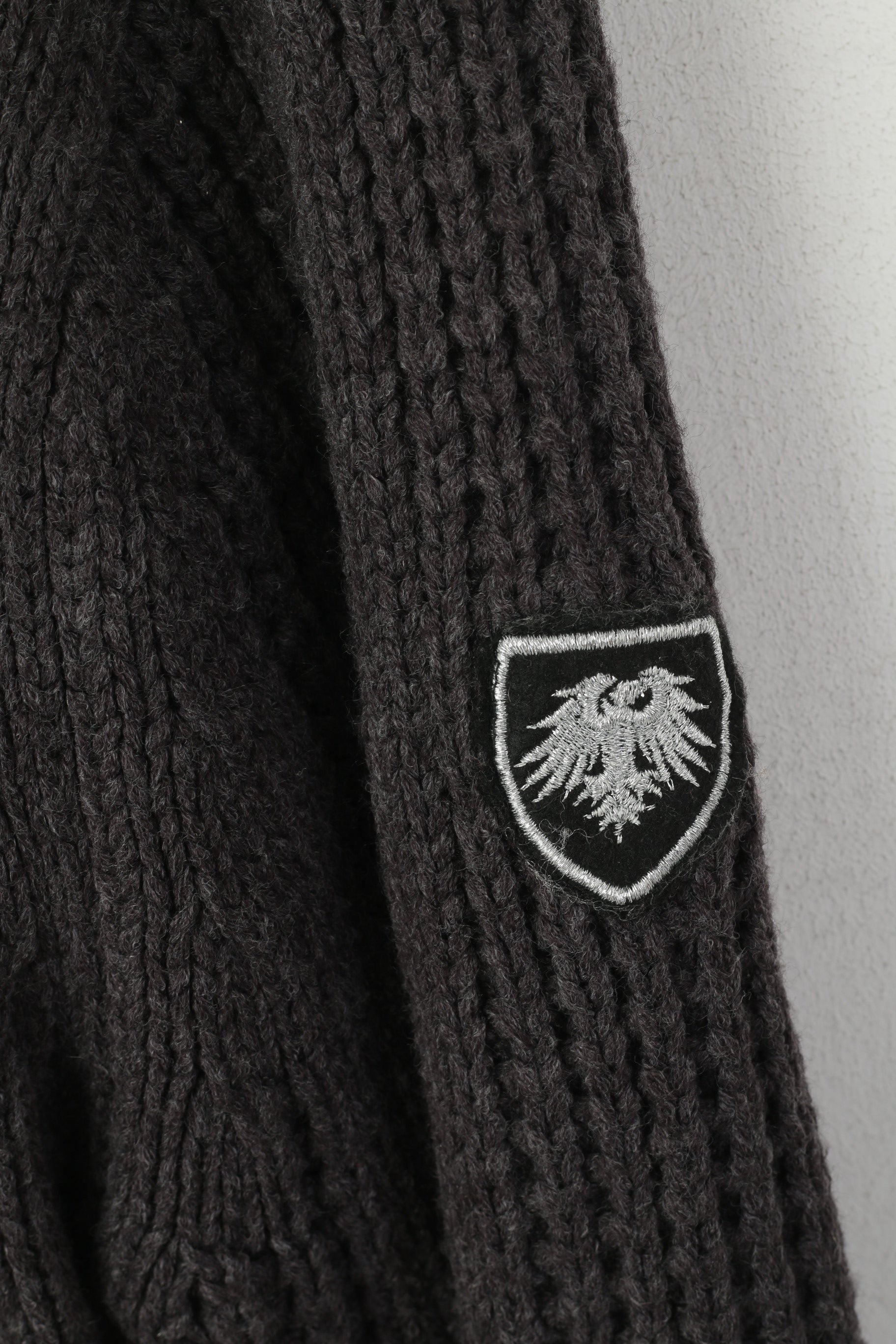 Soviétique Noir Hommes M Cardigan Marron Acrylique Câble Tricot Classique Armée Pull