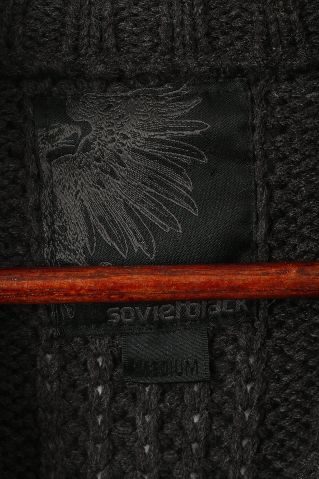 Soviétique Noir Hommes M Cardigan Marron Acrylique Câble Tricot Classique Armée Pull