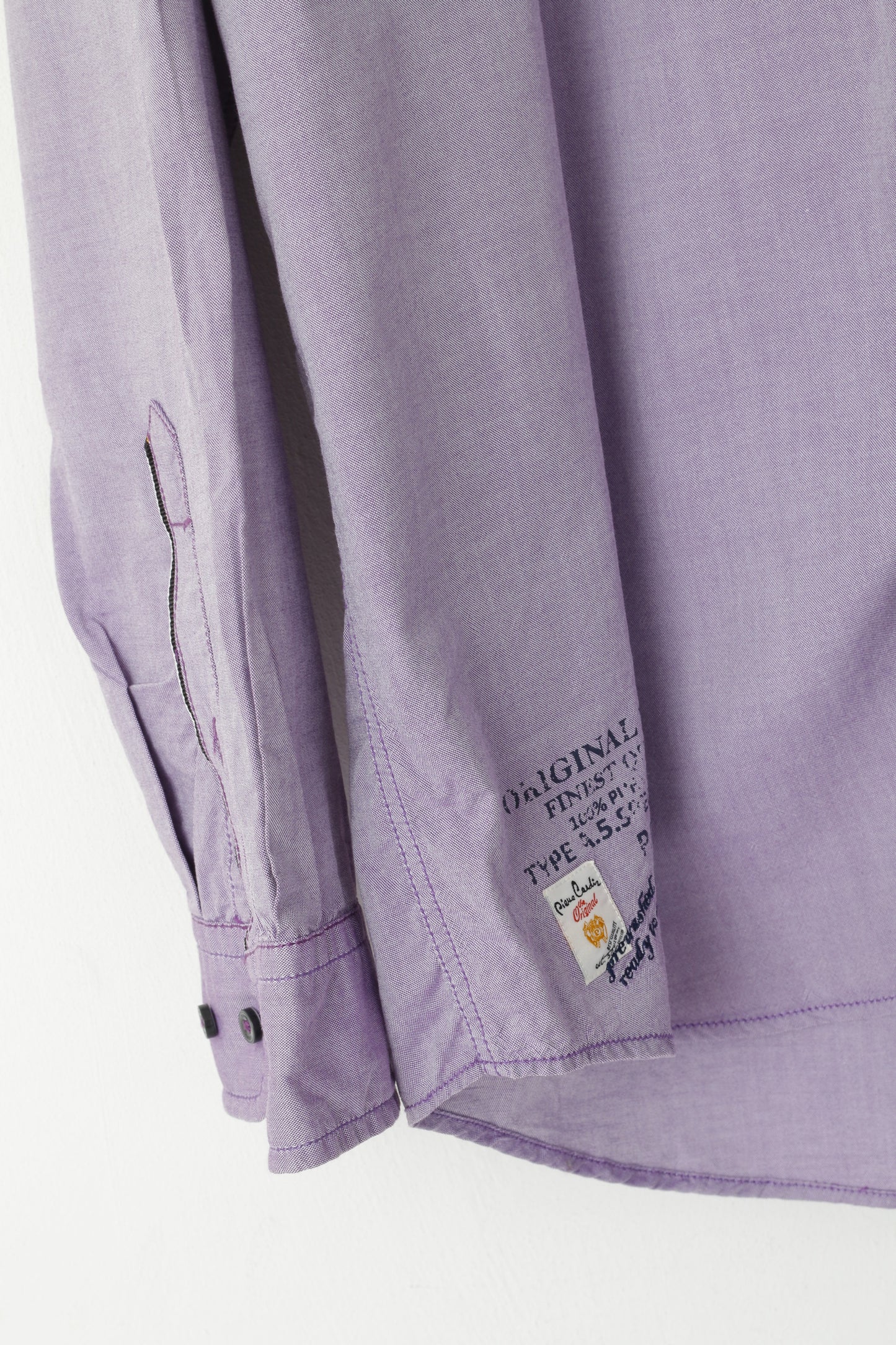 Pierre Cardin Camicia casual da uomo L Viola Top a maniche lunghe in cotone classico vintage viola