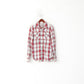 Superdry Men M (S) Casual Shirt Red Cotton Check Pockets Country Long Sleeve Top