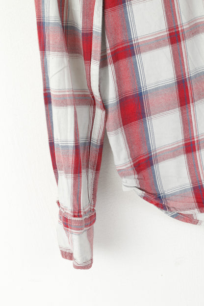 Camicia casual da uomo M (S) Superdry Top manica lunga country in cotone rosso con tasche a quadri