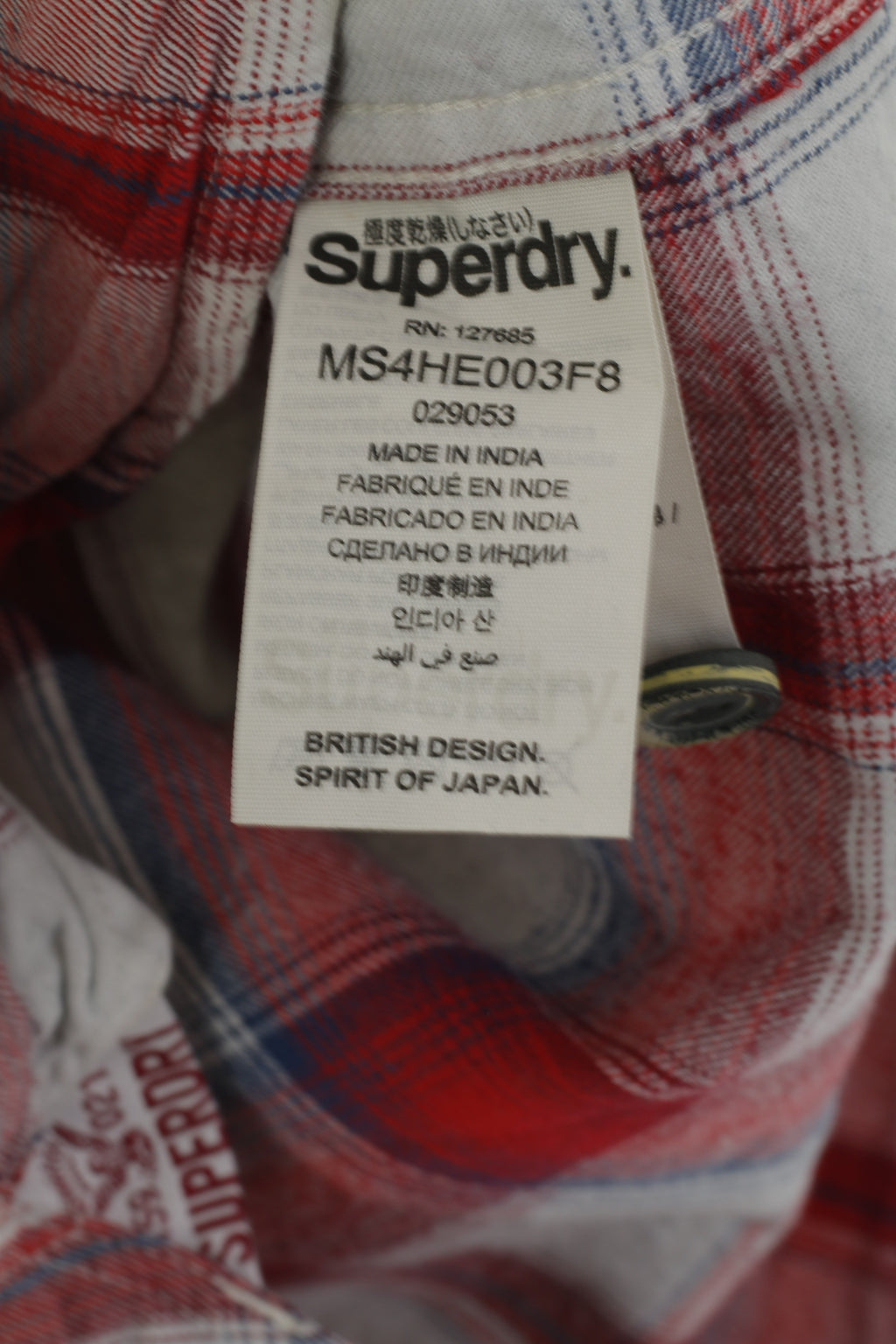 Superdry Men M (S) Casual Shirt Red Cotton Check Pockets Country Long Sleeve Top