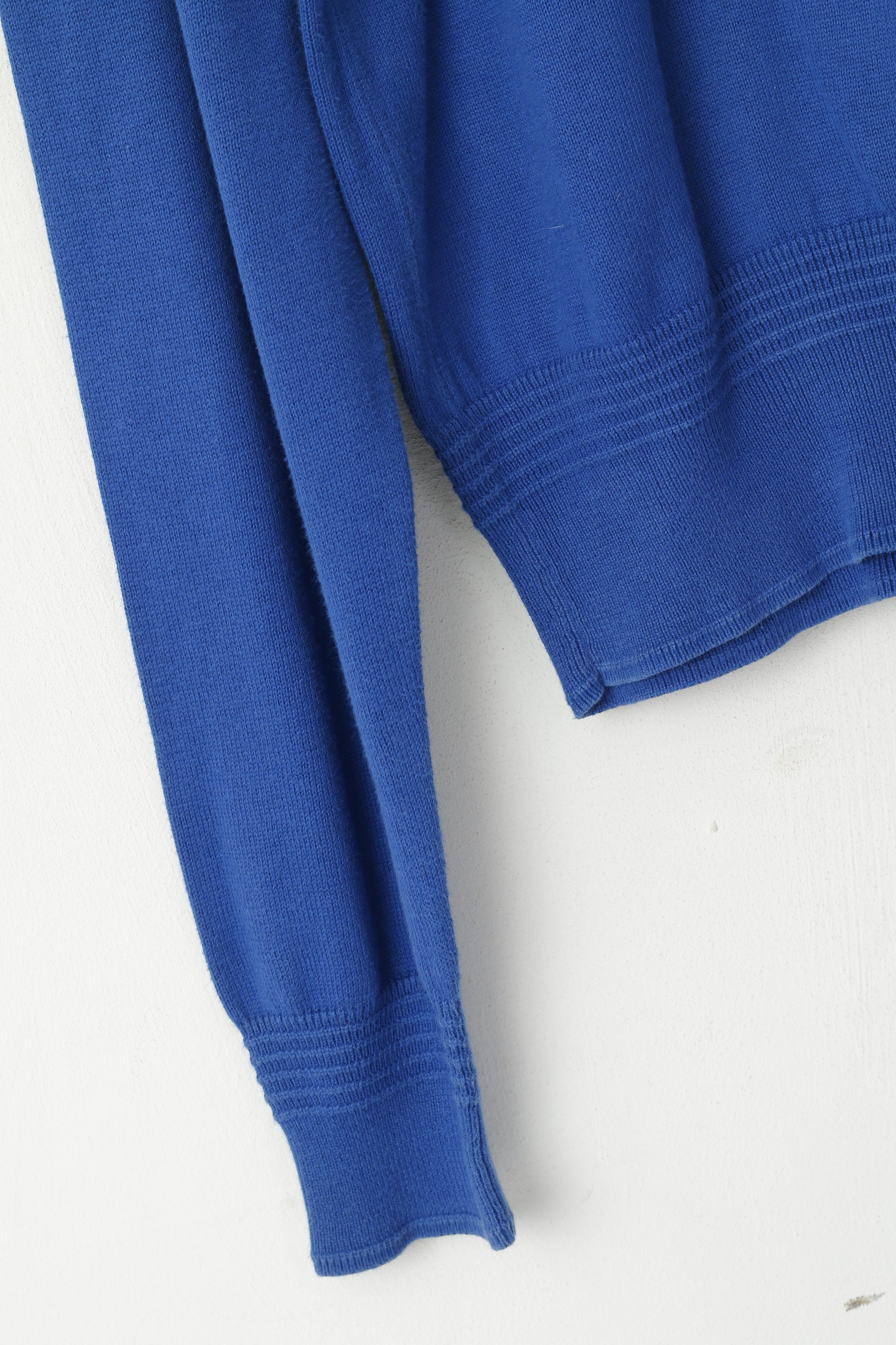 Lyle &amp; Scott Uomo L Jumper Heritage Blue Cotton Maglione elasticizzato con scollo a V tinta unita