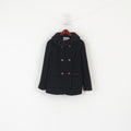 Moods Of Norway Women 36 S Jacket Black Wool Boho Floral Burrons Pea Coat