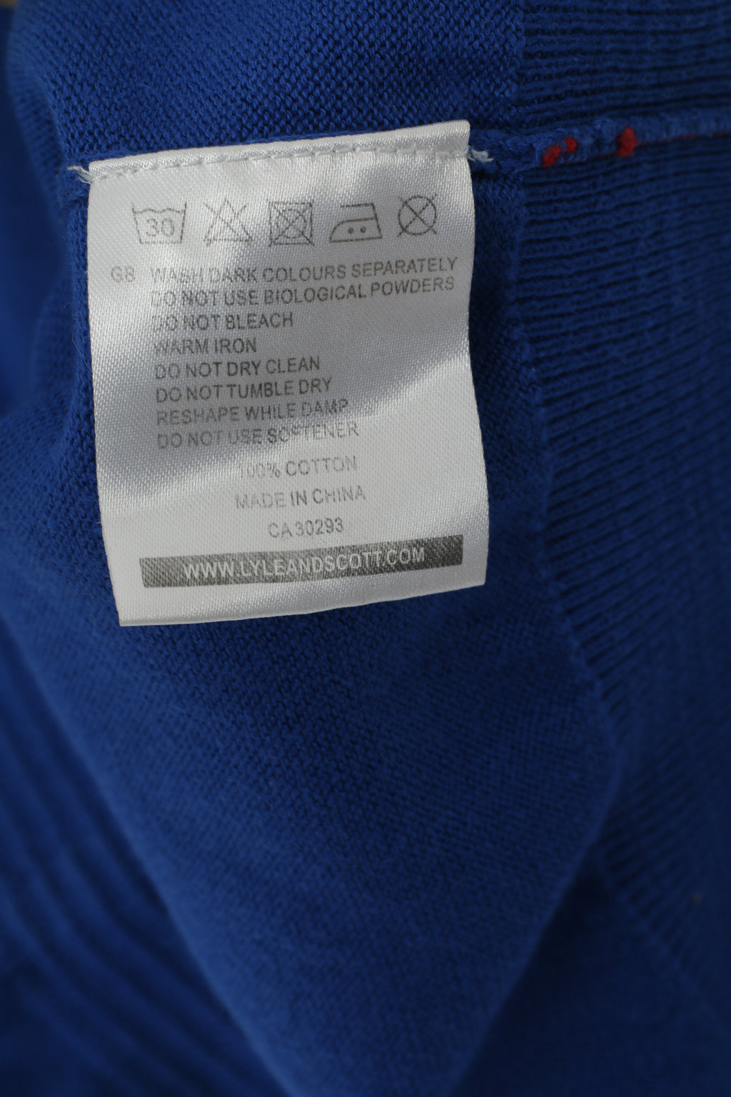 Lyle &amp; Scott Uomo L Jumper Heritage Blue Cotton Maglione elasticizzato con scollo a V tinta unita