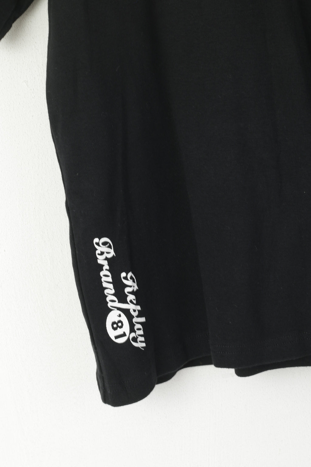 Polo Replay da uomo, top a maniche corte con grafica elasticizzata in cotone nero