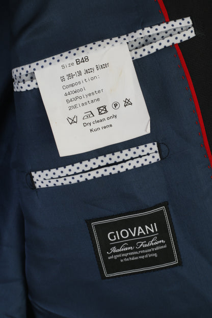 Giovani Men 38 48 Blazer Navy Wool Italia Norges Fotballforbund Single Breasted Jacket
