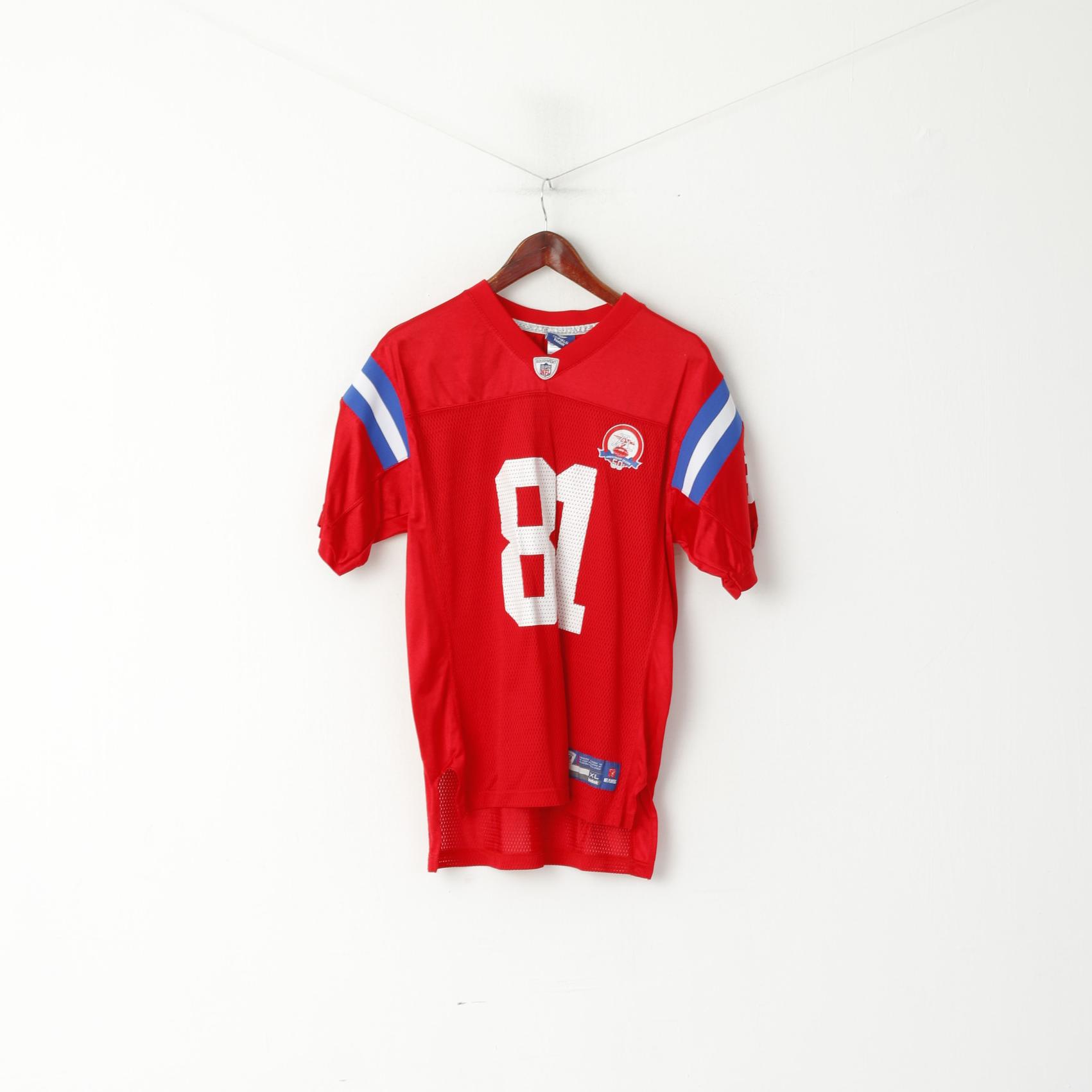 Maglia Reebok Youth 18 20 Age Maglia rossa in nylon NFL 50 ° anniversario Stagione Moss 81 Jersey Top
