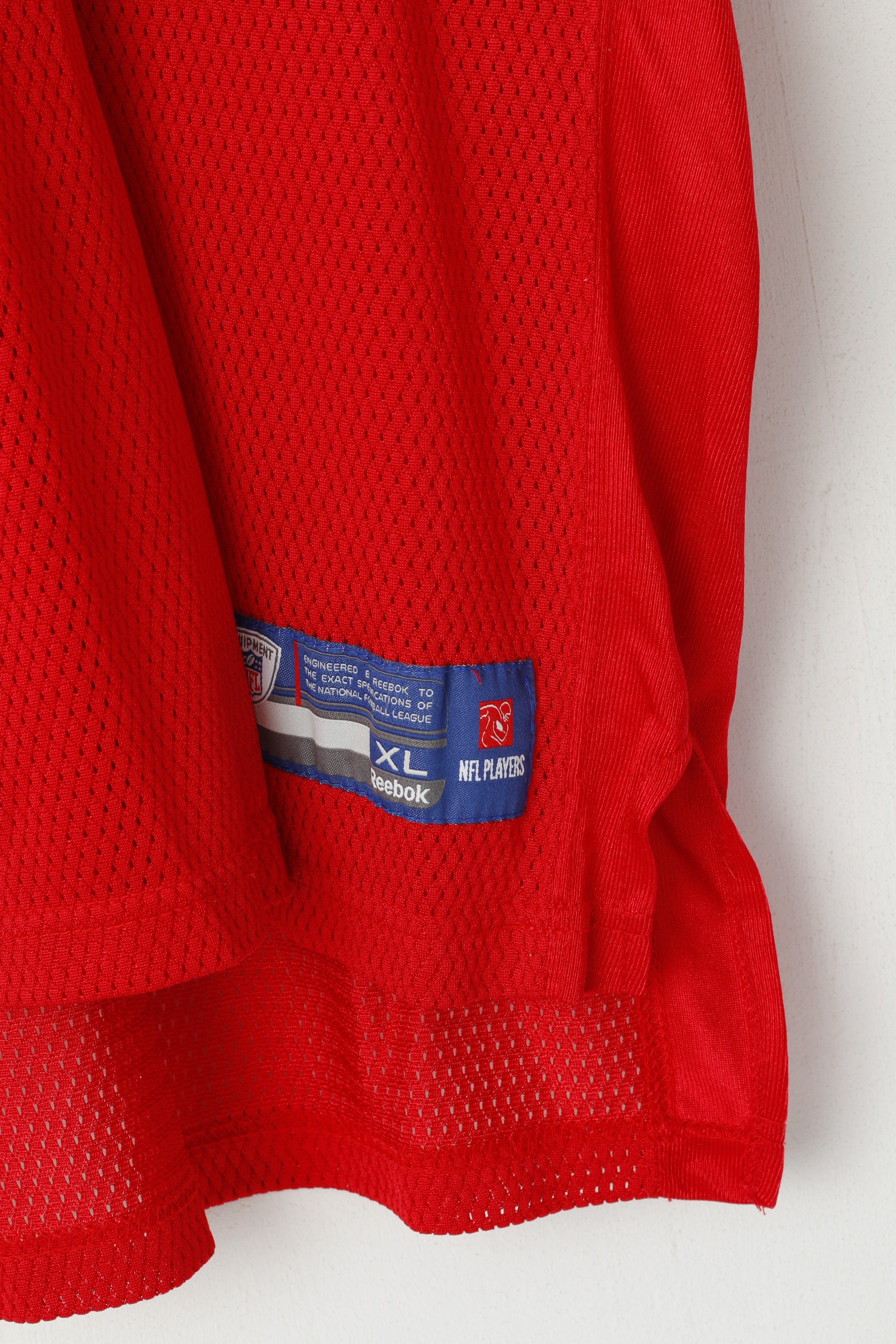 Maglia Reebok Youth 18 20 Age Maglia rossa in nylon NFL 50 ° anniversario Stagione Moss 81 Jersey Top