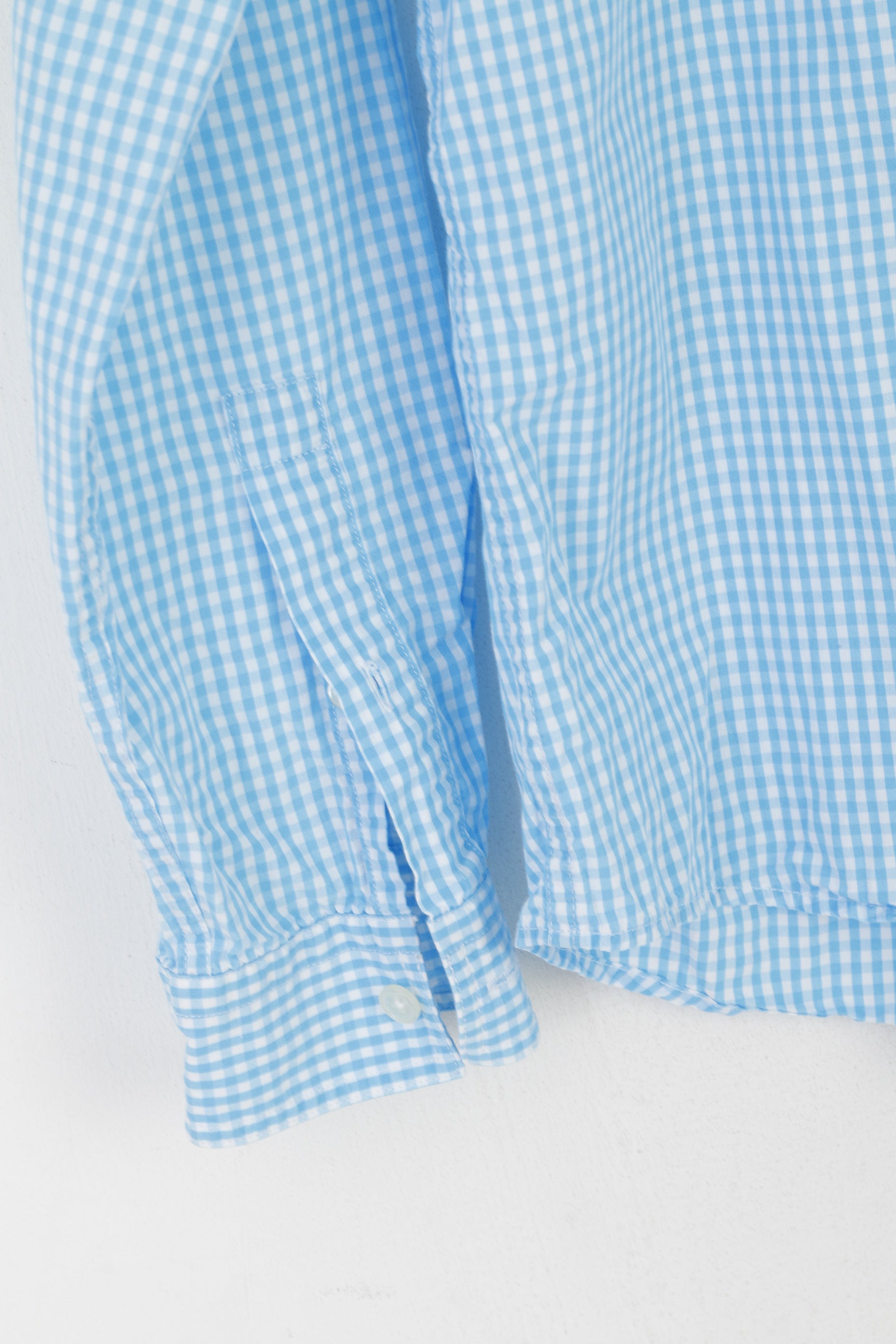 Lyle & Scott Men M Casual Shirt Blue Check Cotton Long Sleeve Pocket Top