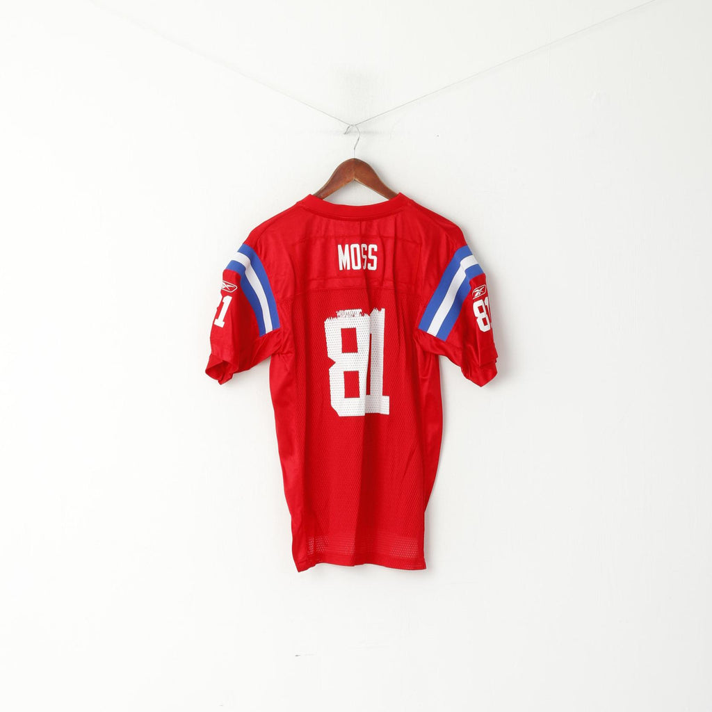 Maglia Reebok Youth 18 20 Age Maglia rossa in nylon NFL 50 ° anniversario Stagione Moss 81 Jersey Top