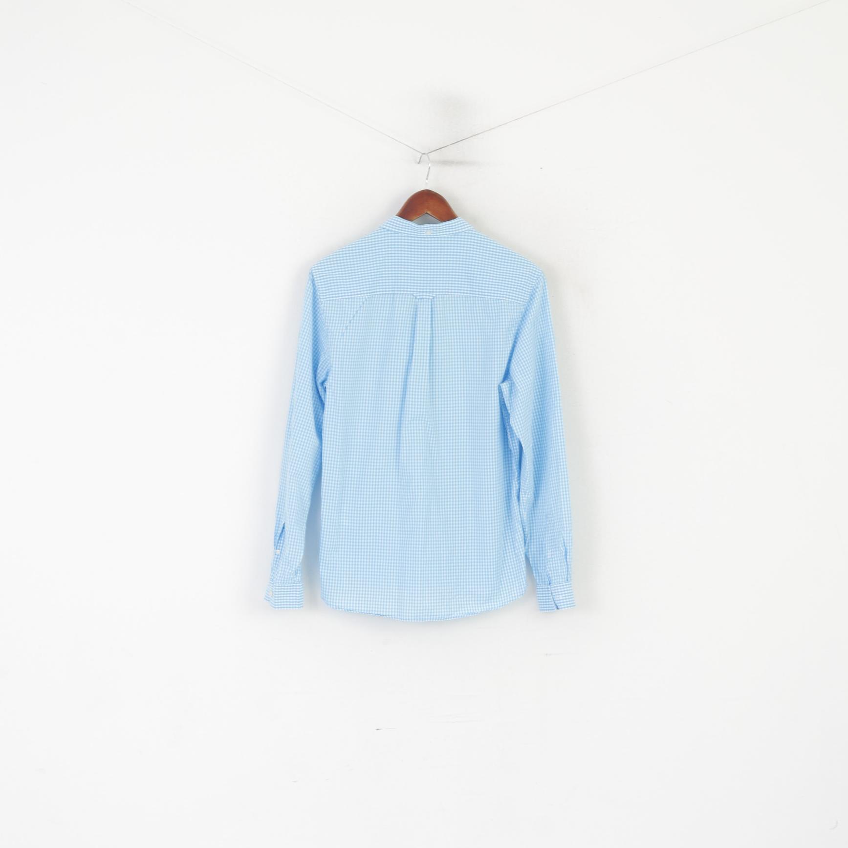 Lyle & Scott Men M Casual Shirt Blue Check Cotton Long Sleeve Pocket Top