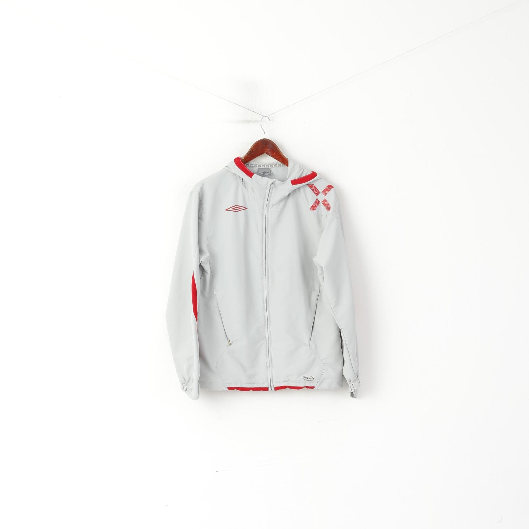 Umbro Men S Jacket Grey Sporswear Hooded Full Zipper Vintage Sport Top