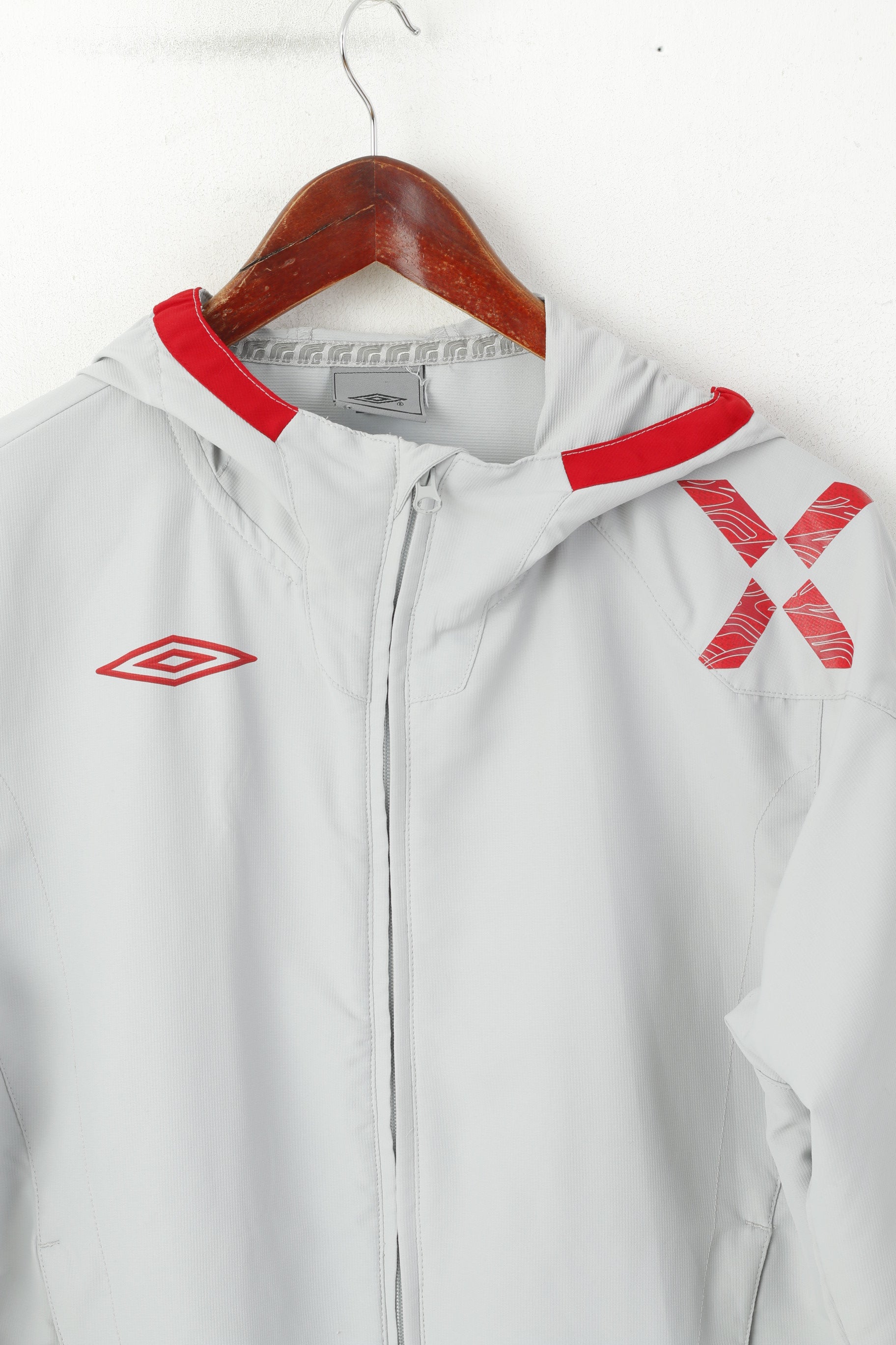 Umbro Men S Jacket Grey Sporswear Hooded Full Zipper Vintage Sport Top