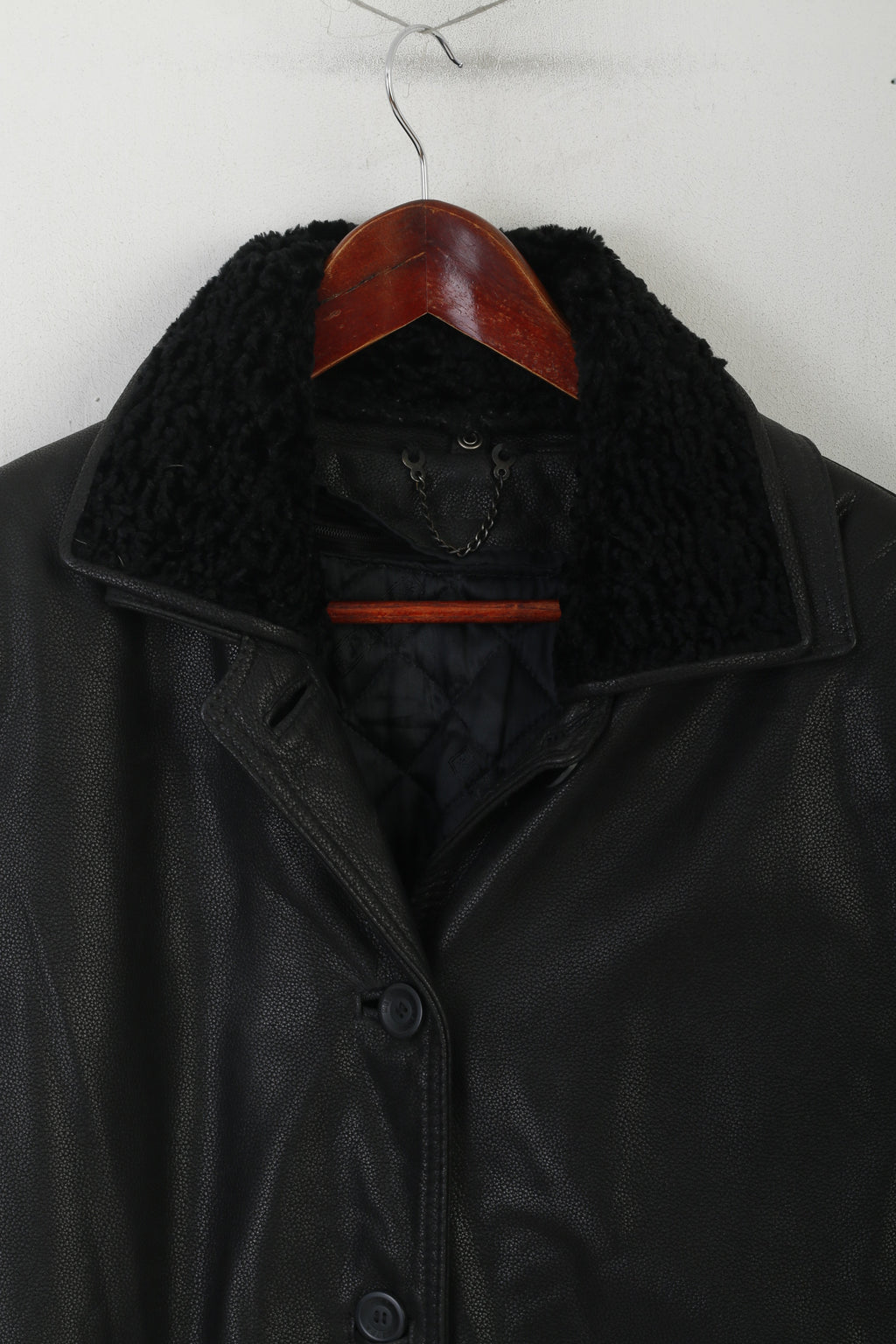 Metra Collection Women L Jacket Black Leather Vintage Removable Lining Shoulder Pads Top