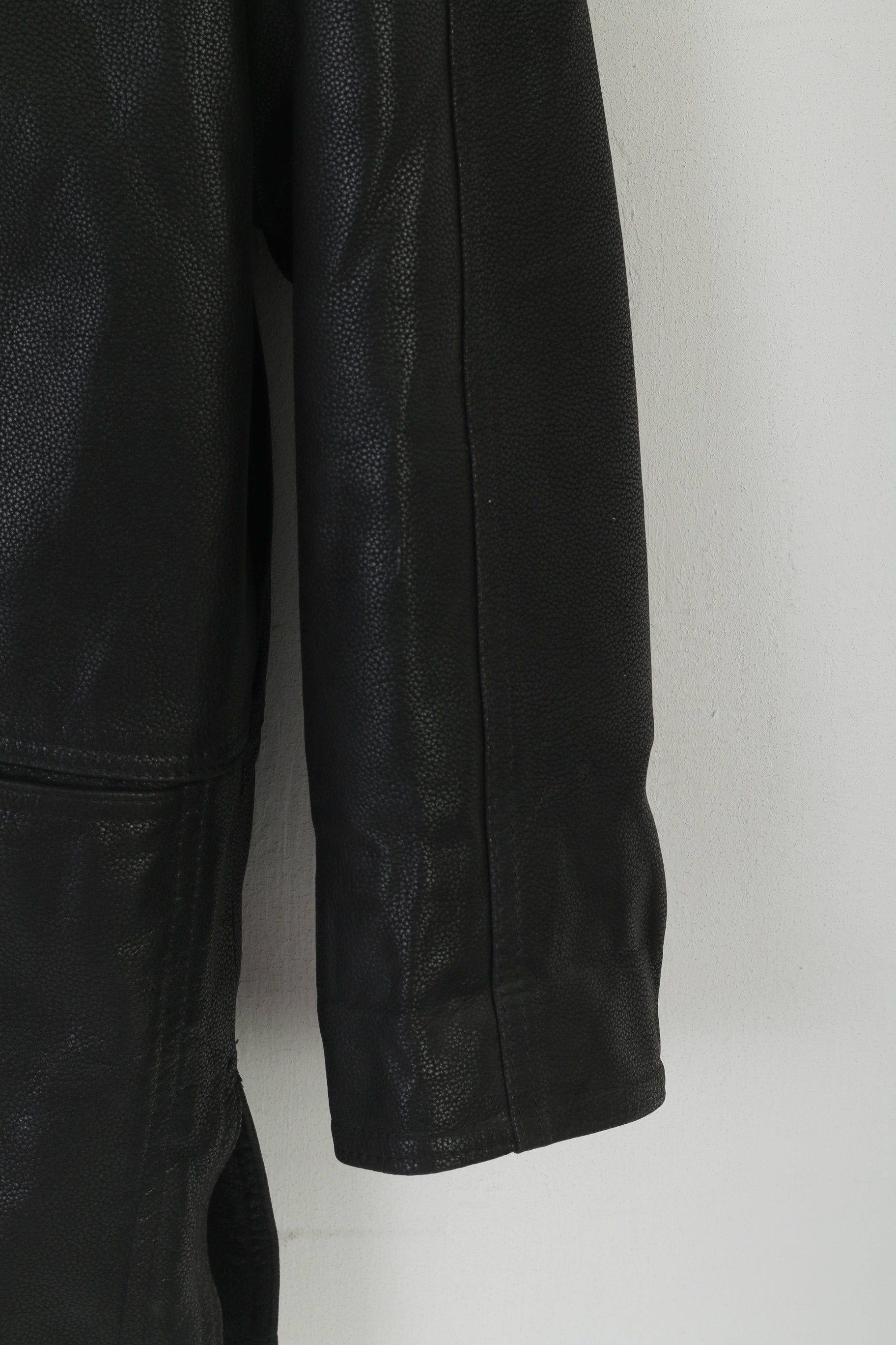 Metra Collection Women L Jacket Black Leather Vintage Removable Lining Shoulder Pads Top