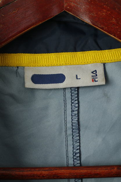 Fila Men L Jacket Navy Nylon Waterproof Vintage Full Zipper Sportswear Top