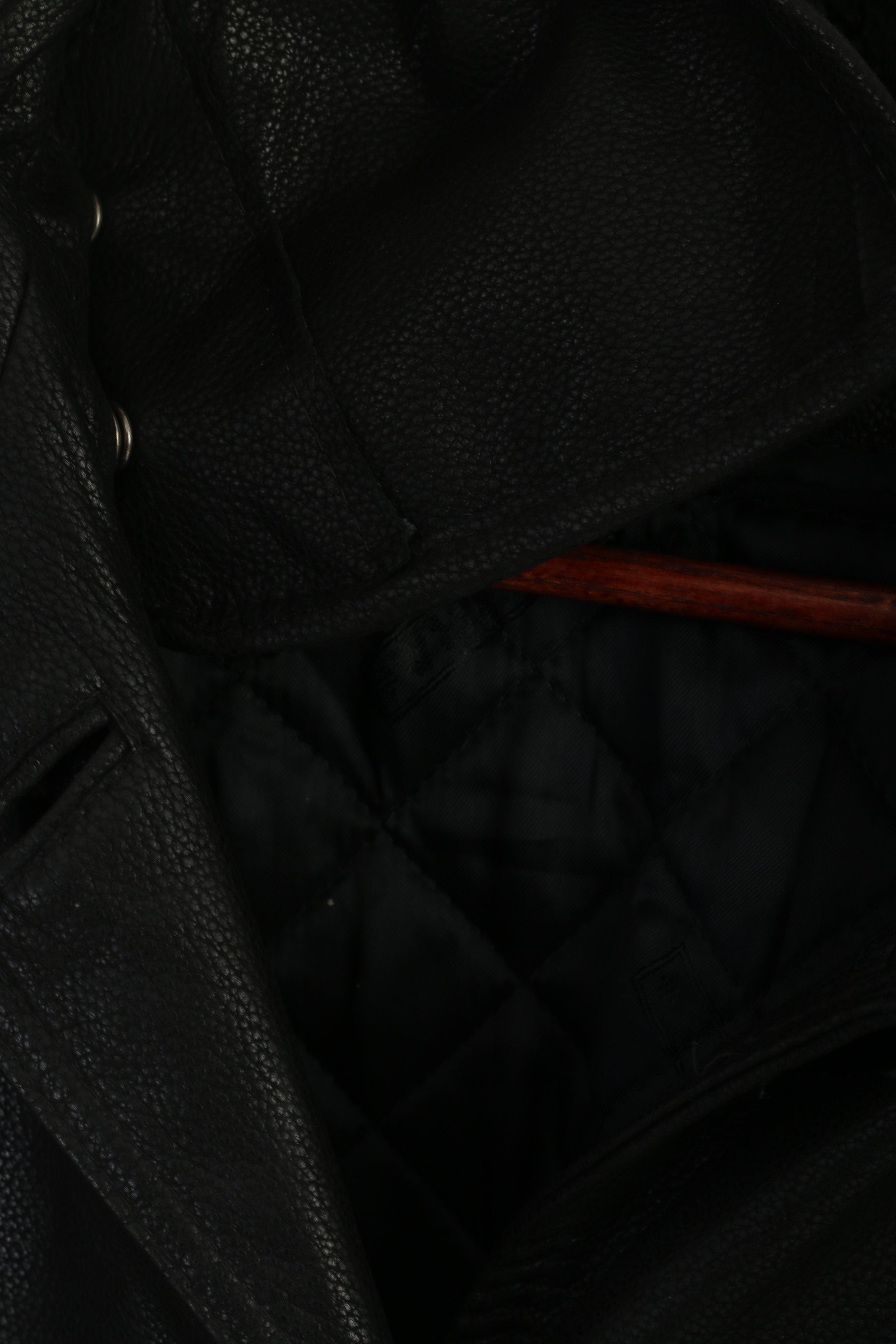 Metra Collection Women L Jacket Black Leather Vintage Removable Lining Shoulder Pads Top