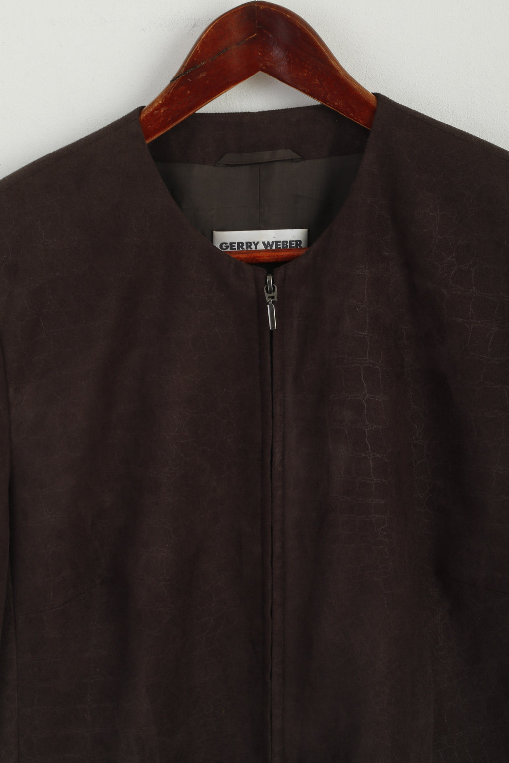 Gerry Weber Women's  Jacket 42 Brown With Shoulder Pads Two Inside Pockets Zippered
