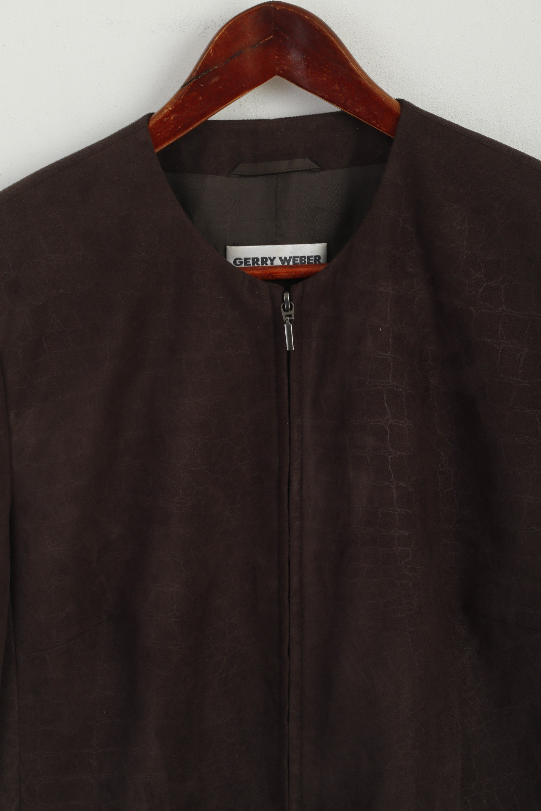 Gerry Weber Women's  Jacket 42 Brown With Shoulder Pads Two Inside Pockets Zippered