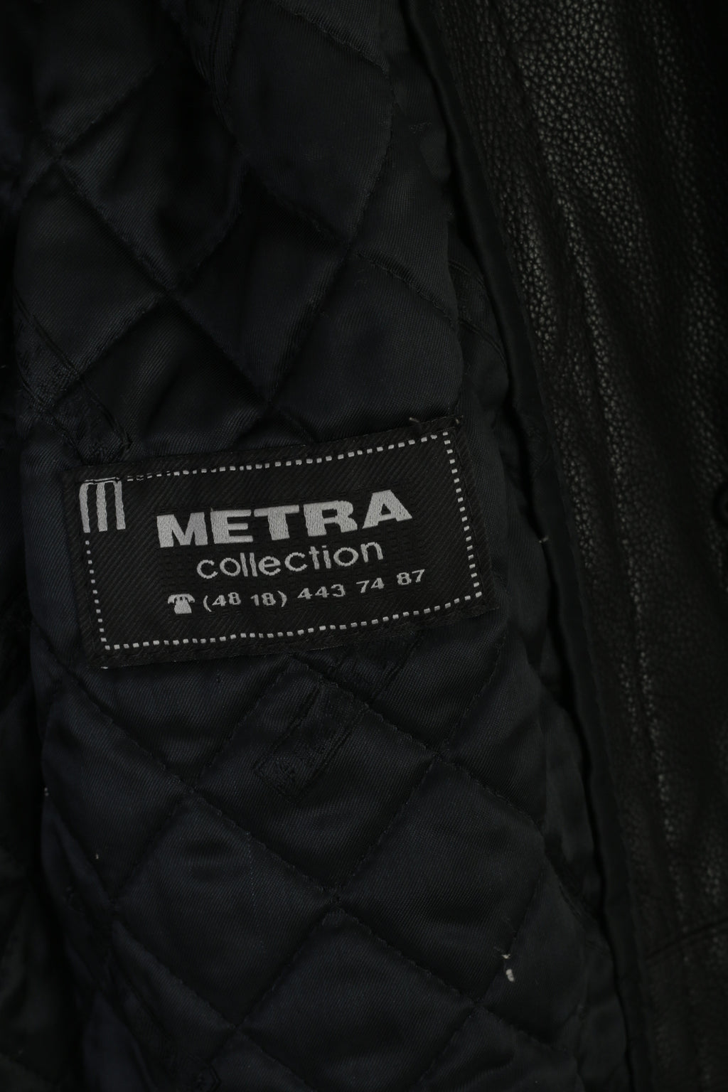 Metra Collection Women L Jacket Black Leather Vintage Removable Lining Shoulder Pads Top