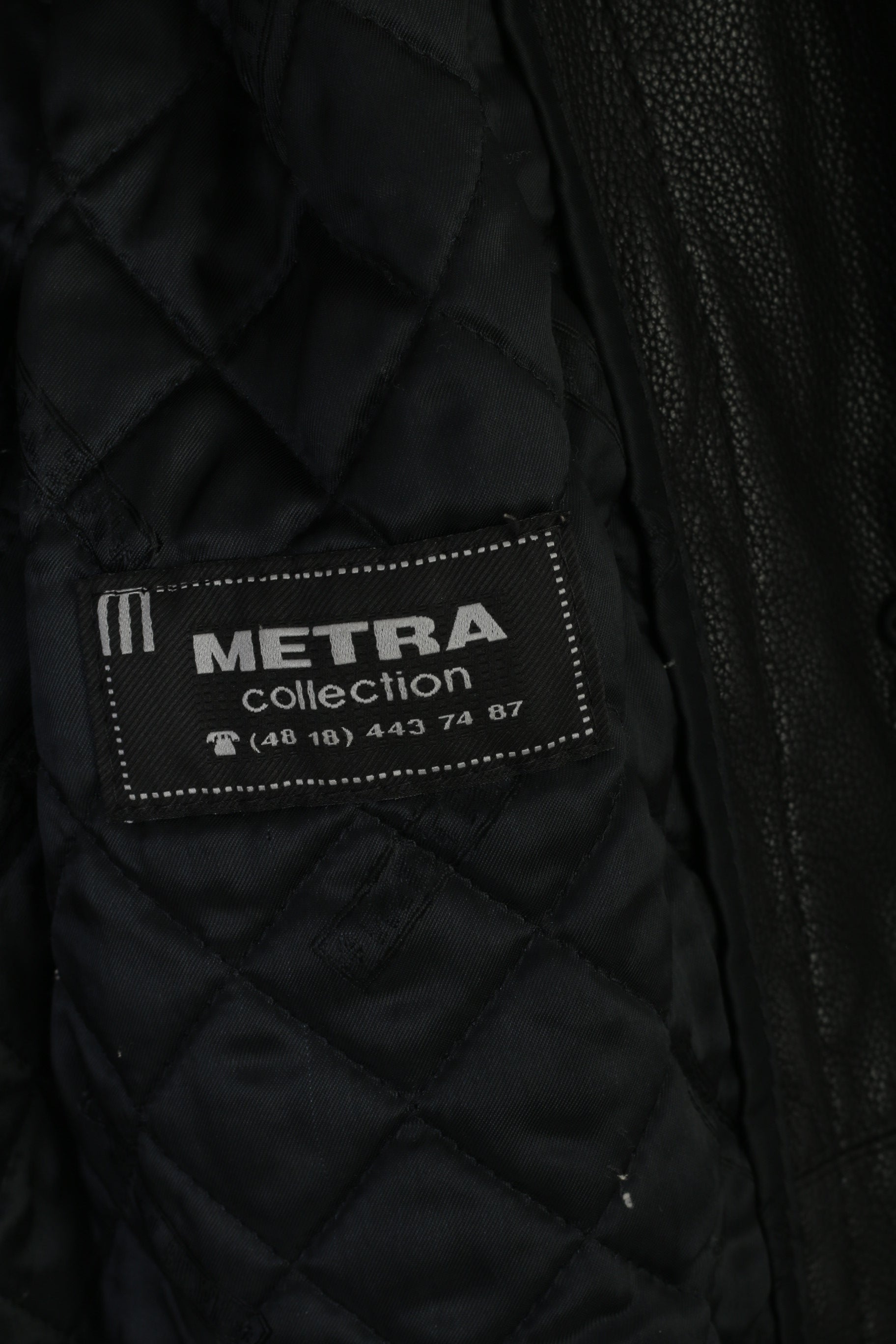 Metra Collection Women L Jacket Black Leather Vintage Removable Lining Shoulder Pads Top