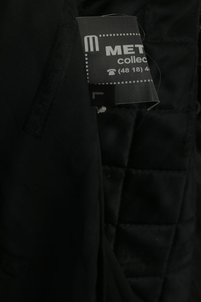 Metra Collection Women L Jacket Black Leather Vintage Removable Lining Shoulder Pads Top
