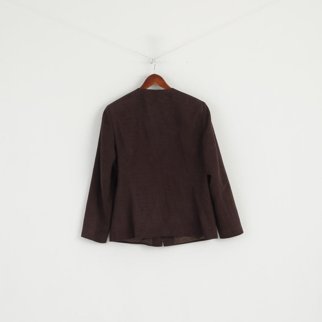 Gerry Weber Women's  Jacket 42 Brown With Shoulder Pads Two Inside Pockets Zippered