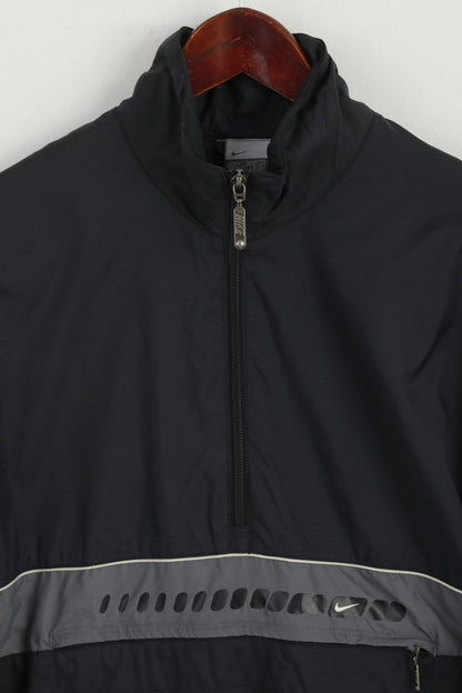 Nike Men M Jacket Black Pullover Activewear Retro Lightweight Pocket Sport Top